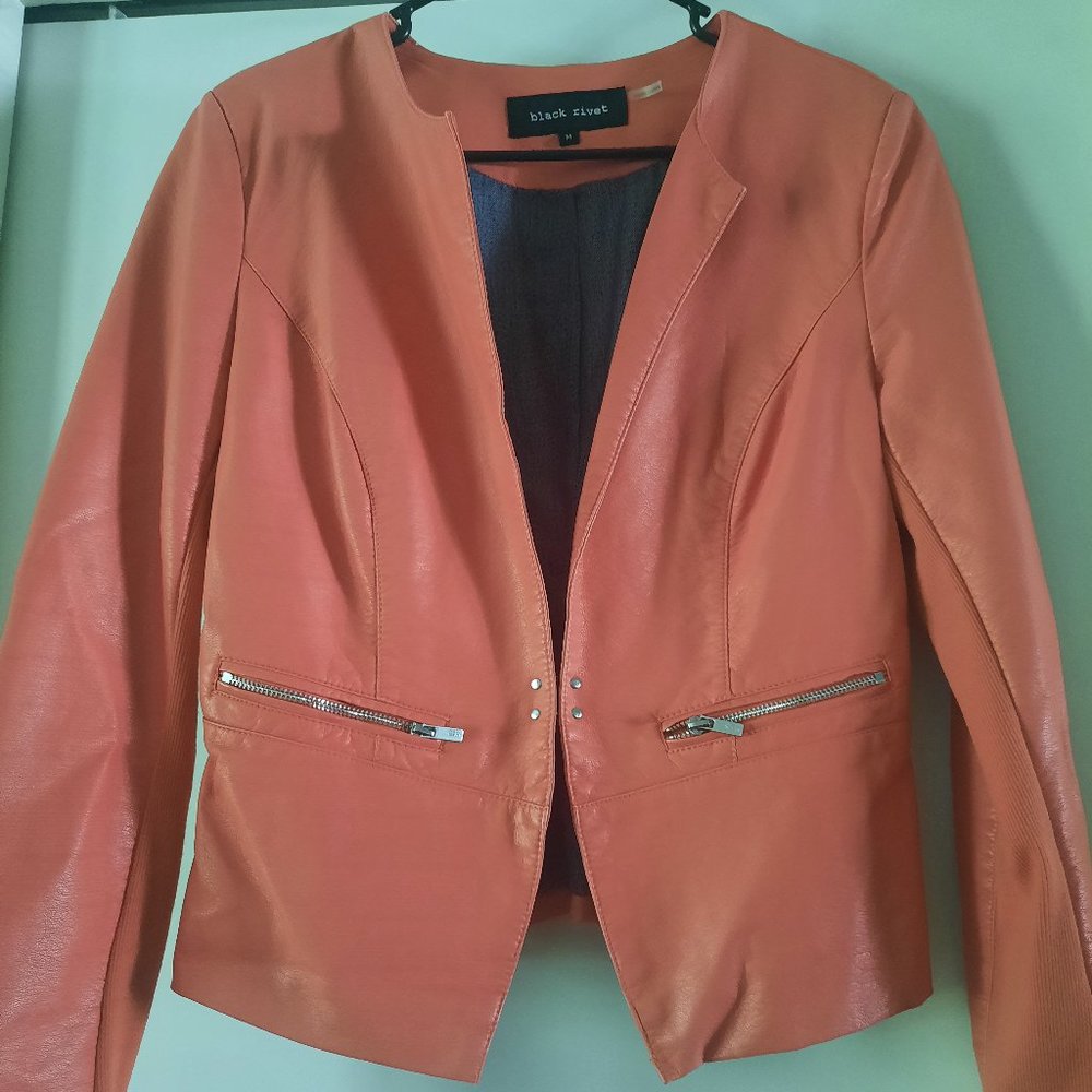 Black Rivet faux leather jacket in pink
